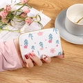 Compact white zipper wallet featuring pink floral patterns and a gold metallic zip - Fresh Floral