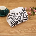 Noordse lederen tissuedoos met zebrapatroon en gouden knopen op houten tafel - Zwart Zebraprint