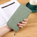 Portefeuille long femme vert menthe avec dentelle florale et fermeture éclair élégante - Vert clair