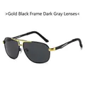 Polarized aviator sunglasses with gold-black metal frame and dark gray lenses - Gold Black Frame Black Grey Lens