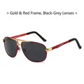 Classic pilot polarized sunglasses with gold red metal frame and dark grey lenses - Gold Red Frame Black Grey Lens