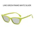 Foldable cat eye sunglasses in fruit green frame with reflective silver mirror lenses - Regular / Standard Fruit Green Frame with Silver Mirror Lenses
