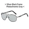 Lunettes de soleil aviateur en métal argent et noir avec verres gris photochromiques - Monture Argent Noir Verres Photochromiques Gris