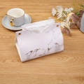 Minimalist marble pattern leather tissue box holder with gold button detail - Light Green (Marble Pattern)