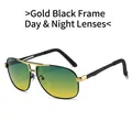 Lunettes aviateur avec monture noir-or et verres dégradés jour-nuit pour hommes - Monture Or Noir Verres Jour Nuit Vert Jaune