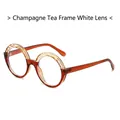 Hip-hop round frame sunglasses with champagne and tea gradient finish and clear lenses - Champagne Tea Frame Clear Lenses
