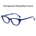 Chic cat eye folding sunglasses in transparent dark blue with gold metal hinges - Regular / Standard Transparent Dark Blue Frame