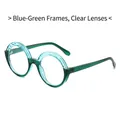 Hip hop round frame sunglasses in teal green translucent resin with clear lenses - Blue Green Frame Clear Lenses