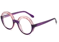 Hip hop round frame sunglasses with purple and orange gradient texture and UV protection - Pink Purple Frame Clear Lenses