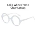 Hip hop round sunglasses with solid white frame and clear lenses for a retro look - Solid White Frame Clear Lens