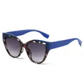 Cat eye sunglasses with tortoise blue frames and gradient grey lenses for women - Tortoiseshell & Blue Frame Gradient Grey Lens