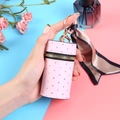 Pink quilted mini bucket bag with diamond accents and elegant silk ribbon charm - Pink