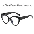 Cat eye sunglasses in black frame with clear lenses, retro wide frame design - Black Frame Clear Lenses