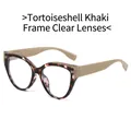 Cat eye sunglasses featuring tortoiseshell and khaki frames with clear lenses - Tortoiseshell & Khaki Frame Clear Lens