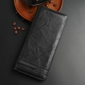 Lange schwarze Herren-Brieftasche aus Kunstleder mit Reißverschluss und Textur - Litchi-Textur-Stil / Schwarz