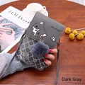 Bolso bandolera gris oscuro para móvil con bordado de gato y pompón decorativo - gris oscuro