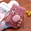 Petit sac bandoulière rose en cuir PU avec motif renard et pendentif boule peluche - Rose Foncé
