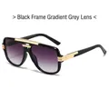 Lunettes de soleil carrées rétro, monture noire, verres dégradés violets et or - Monture Noire Verre Gris Dégradé
