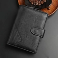 Klassische schwarze Herrenbrieftasche mit Lychee-Struktur und Rauten-Prägemuster-Detail - Schwarz