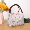 Tragbare Thermotasche mit Hunde- und Katzenmotiven auf einem Holztisch-Hintergrund - Graue Katze
