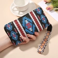Lange Boheemse portemonnee met polsbandje en levendige etnische geometrische prints - Zwart