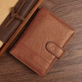 Braune Vintage-Herrenbrieftasche aus PU-Leder mit vertikalem Design und Kieselmaserung - Braun