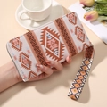 Lange portemonnee in boho-stijl met geometrische etnische print en polsbandje - Wit