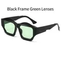 Gafas de sol poligonales negras irregulares con lentes de color verde claro - Montura Negra Lente Verde
