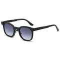 Classic round sunglasses with black acetate frame and gradient grey lenses for men and women - Black Frame Gradient Gray Lens