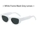 Modern white wide-frame sunglasses with dark grey lenses in a retro trendy style - Regular / Regular White Frame with Black-Grey Lenses (Incl. 13% VAT)