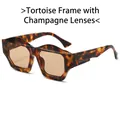 Gafas de sol geométricas con montura de leopardo y lentes de color champán vintage - Montura de Leopardo Lente Champán