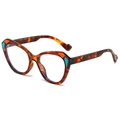 Occhiali da sole cat eye tartarugati con vivaci accenti geometrici tricolori montatura - Montatura Tartarugata Lente Chiara