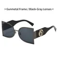 Gafas de sol de metal color gris plomo con montura media y lentes gris oscuro - Montura Gris Metalizado Lentes Gris Negro