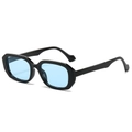 Fashionable oversized retro sunglasses with black frames and light blue ocean lenses - Black Frame Blue Lens