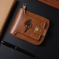 Vintage braune Ledergeldbörse für Herren mit Cowboy-Motiv und Stern-Druckknopf - Braun