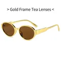 Retro oval sunglasses with gold metal frame and brown lenses for a stylish vintage look - Regular / Standard Gold Frame with Brown Lenses