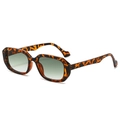 Retro oversized tortoiseshell sunglasses with green gradient lenses and thick frame - Tortoise Frame Double Green Lens