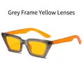Vintage cat-eye sunglasses with grey frame, yellow lenses, and orange temples - Regular / Gray Frame Yellow Lens