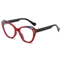 Occhiali da sole cat-eye rossi con mosaico geometrico e stanghette nere - Montatura Rossa Lenti Bianche