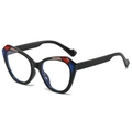 Fashion cat eye sunglasses with black frame and colorful geometric accents on front - Regular / Standard (Incl. 13% VAT) Black Frame Clear Lenses