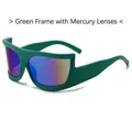 Lunettes de soleil sport vert mat futuristes avec verres miroir arc-en-ciel vifs - Monture Verte Miroir Vert