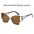 Gafas de sol poligonales color té con montura metálica decorada con strass - Montura Té Lente Té