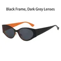 Gafas de sol ovaladas con montura negra mate, forro naranja y lentes de color gris oscuro - Montura Negra Lentes Gris Negro