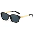 Lunettes de soleil noires carrées avec verres gris et branches en métal doré - Standard / Monture noire standard avec verres noir et gris