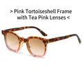 Retro sunglasses featuring pink leopard print frames and brown-pink gradient lenses - Pink Leopard Frame Tea Pink Lens