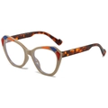 Cat eye sunglasses in khaki frames with tortoise temples and geometric details - Regular / Regular (Tax Incl.) Khaki Frame with Clear Lenses