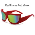 Lunettes de soleil de sport punk futuristes avec monture rouge et verres miroirs - Monture Rouge Miroir Rouge
