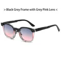 Retro sunglasses with black grey frames and pink gradient lenses for a modern look - Black Grey Frame Grey Pink Lens