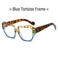 Montatura poligonale sfumata tartaruga blu con lenti anti-luce blu spesse - Montatura Tartarugata Blu