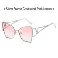 Lunettes de soleil argentées avec verres dégradés roses et branches en strass - Standard / Monture argentée et verres rose dégradé